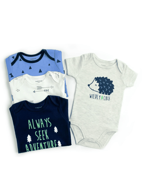 Pack 4 Unidades Extensor Body Bebé +Pack 4 Bodys Algodón Niño Puercoespín Azul-3
