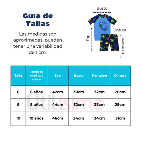 Traje De Baño 3 Piezas Manga Corta Jump Kids Dinosaurios Amarillo-2