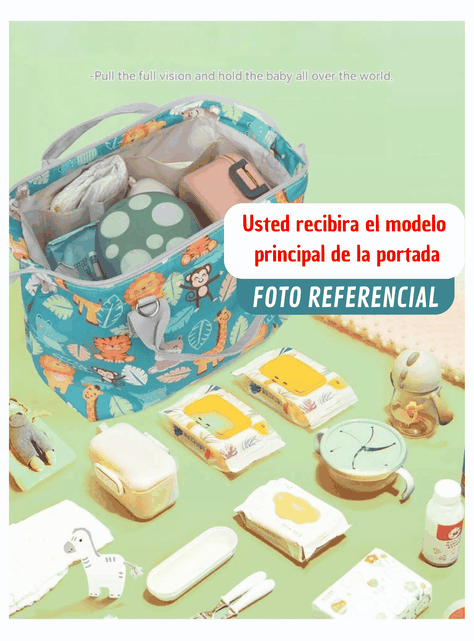 Bolso Maternal Pañales Oxford 31cm Pañalera Portátil Multifuncional Estampada Pink Sheep-2