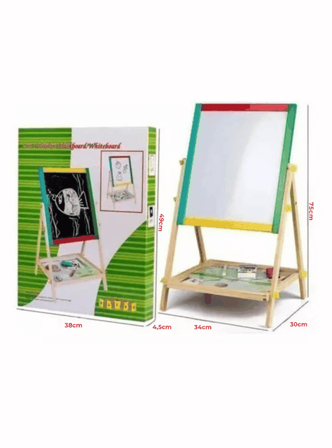 Pizarra Doble Cara Tiza Y Plumon Acrilica Madera Magnetica Niños-2