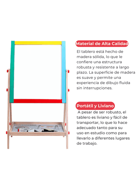 Pizarra Doble Cara Tiza Y Plumon Acrilica Madera Magnetica Niños-3