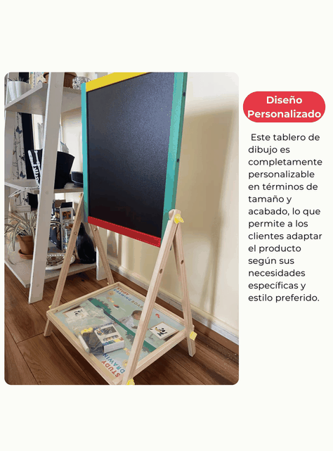 Pizarra Doble Cara Tiza Y Plumon Acrilica Madera Magnetica Niños-5