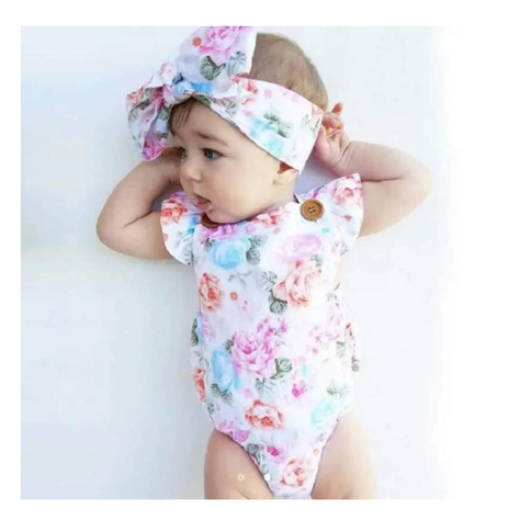 Body Floreado con Volado y Cinta para Bebé Niña Jump Kids Rosa Claro-1