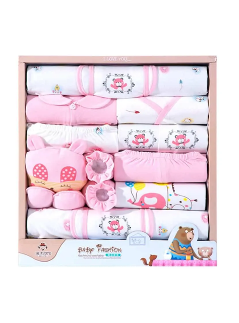 Set 18 Piezas Ajuar Niña bebe 0 a 3 Meses Jirafa Globos Rosa Jump Kids 100% Algodón-3