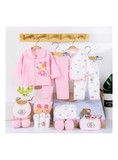 Set 18 Piezas Ajuar Niña bebe 0 a 3 Meses Jirafa Globos Rosa Jump Kids 100% Algodón-4
