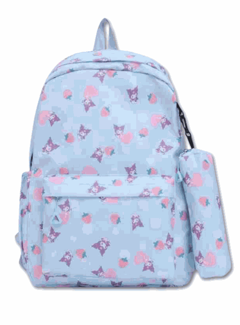 Mochila Kuromi Escolar 44cm Sanrio Estilo Kawaii Blue-0