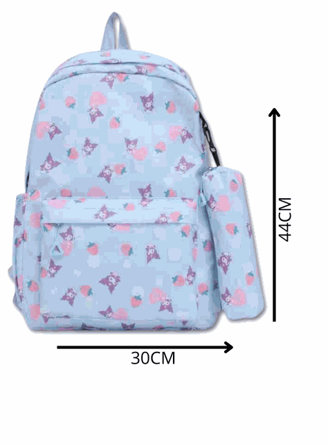 Mochila Kuromi Escolar 44cm Sanrio Estilo Kawaii Blue-1