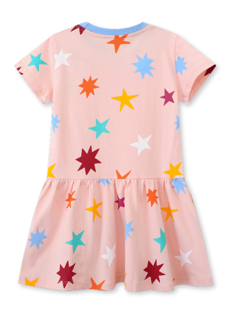Vestido Manga Corta Niña Estampado Naranja Pastel-3