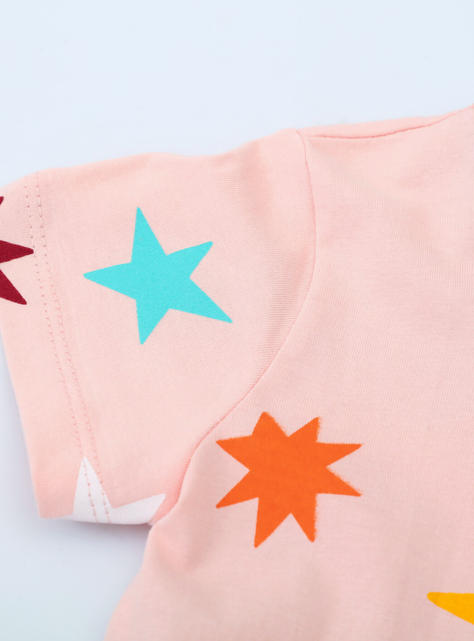 Vestido Manga Corta Niña Estampado Naranja Pastel-4