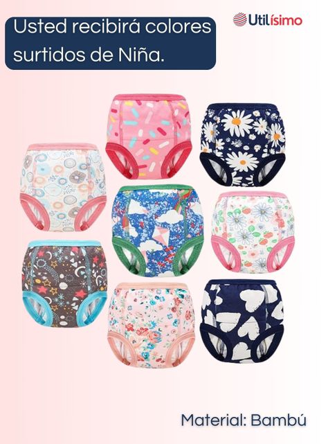 Pack 12 Calzón Pantys Niña Entrenamiento Algodón Absorbente Transpirable Cintura Elástica-1