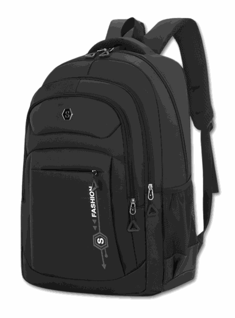 Mochila Escolar Juvenil y Universitario 45cm Diseño Multifuncional Black-0