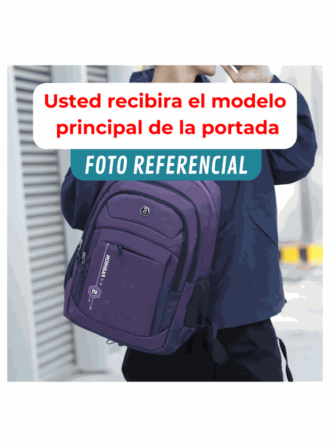 Mochila Escolar Juvenil y Universitario 45cm Diseño Multifuncional Black-3