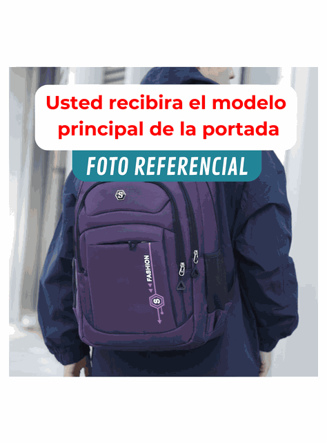 Mochila Escolar Juvenil y Universitario 45cm Diseño Multifuncional Black-4