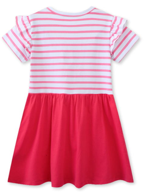 Vestido Manga Corta Niña Estampado Mariposa Rosa-1