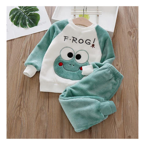Set Invierno 2 Piezas Buzo Niño Rana Frog Verde Oscuro Jump Kids-1