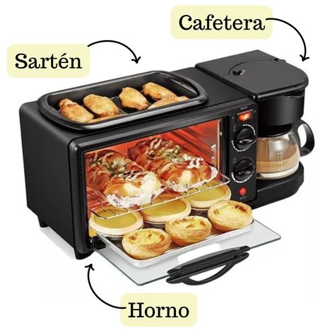 Maquina Desayuno Multifuncional 3 En 1 Horno Cafetera Sarten-3