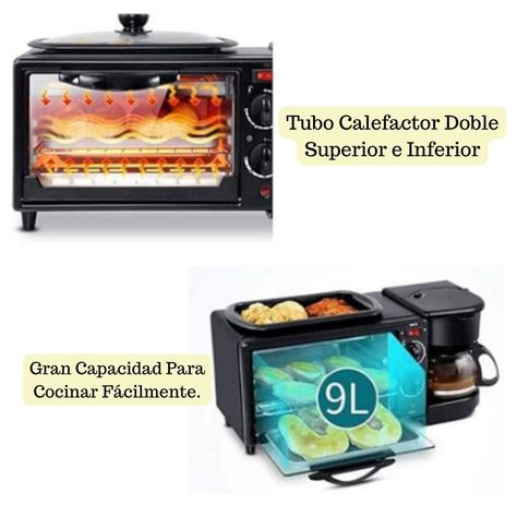 Maquina Desayuno Multifuncional 3 En 1 Horno Cafetera Sarten-5