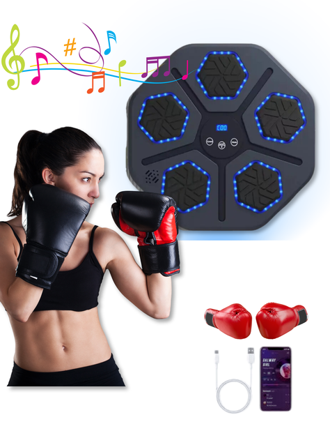 Máquina Boxeo Musical Entrenamiento Bluetooth Con Guantes-0