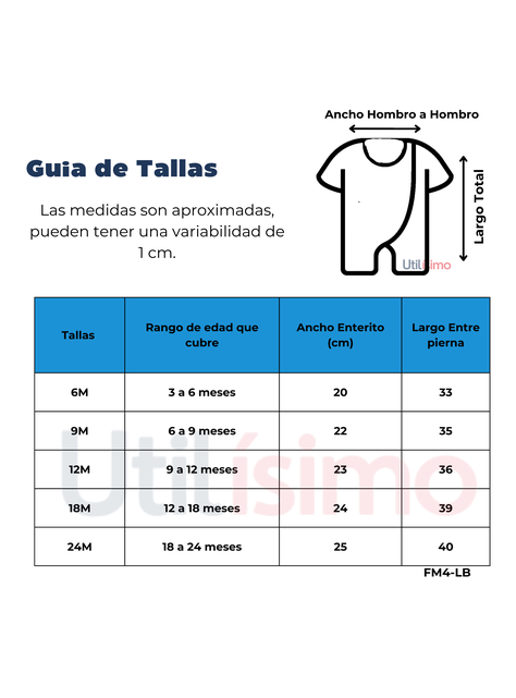 Enterito Corto 100% Algodón Bebé Niña 6 a 24 Meses Love-1