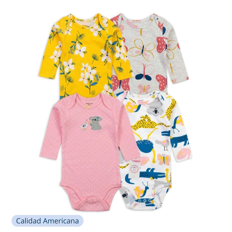 Pack 4 Bodys Bebe Niña Tedmimak Manga Larga Surtido-6