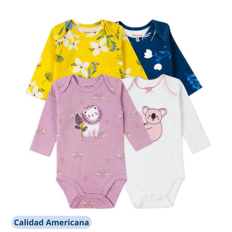 Pack 4 Bodys Bebe Niña Tedmimak Manga Larga Surtido-1