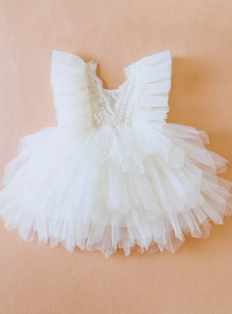 Vestido De Fiesta De Encaje Y Tul Niñas 6 meses a 4 años Baby Girls-1