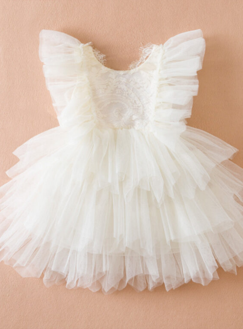 Vestido De Fiesta De Encaje Y Tul Niñas 6 meses a 4 años Baby Girls-7
