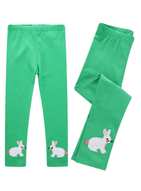 Calzas Niña Conejos Verde Jump Kids 100% Algodón-0