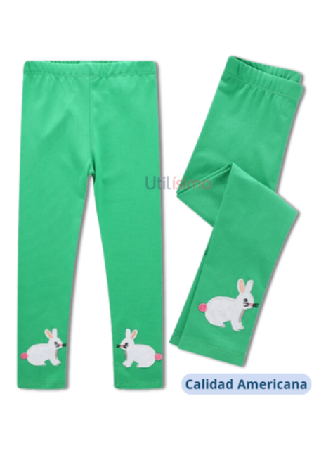 Calzas Niña Conejos Verde Jump Kids 100% Algodón-1