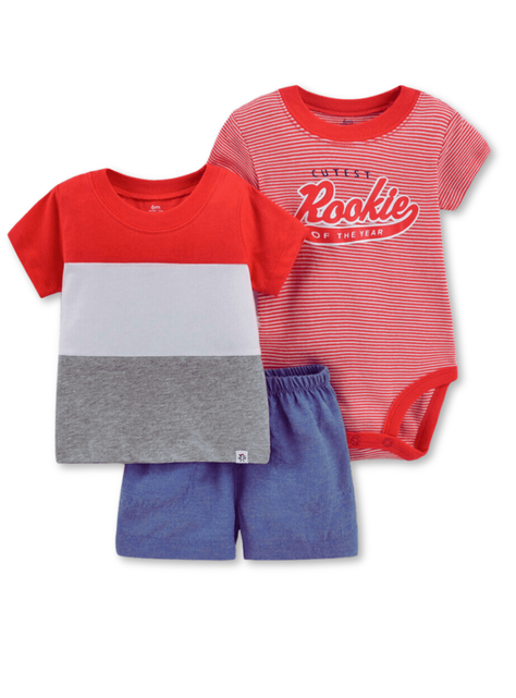 Set 3 Piezas Conjunto con Body Estampado Bebé Niño 6 a 24 Meses Cutest Rookie-0