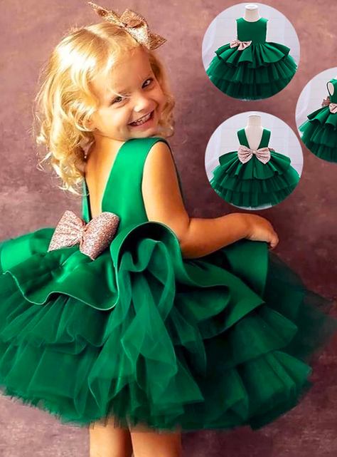 Vestidos Fiestas con Tul y Volantes Niñas 1a5 años Princesa Esmeralda-1