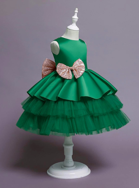 Vestidos Fiestas con Tul y Volantes Niñas 1a5 años Princesa Esmeralda-5