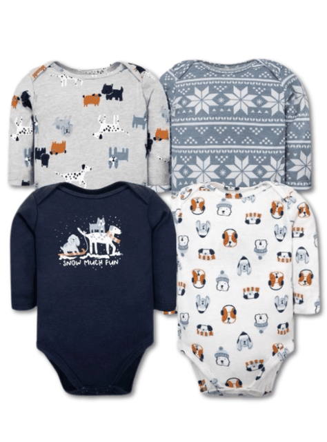 Pack 4 Bodys Bebé Niño Manga Larga 100% Algodón Little Adventurers-0