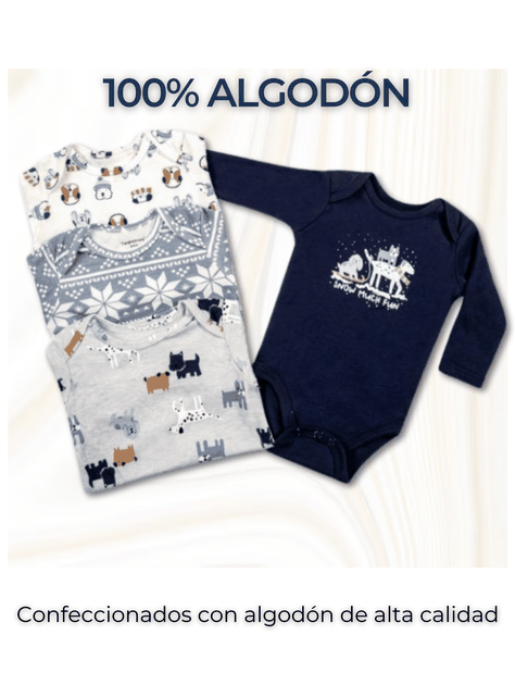 Pack 4 Bodys Bebé Niño Manga Larga 100% Algodón Little Adventurers-1