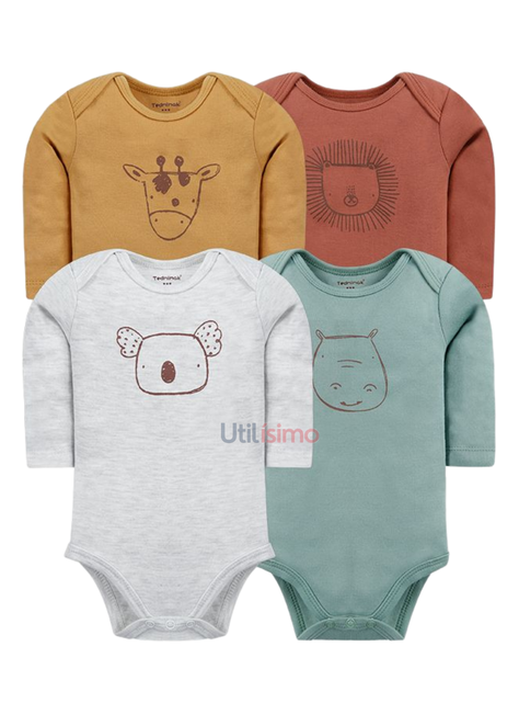 Pack 4 Bodys Tedmimak Niño Manga Larga Animales-0