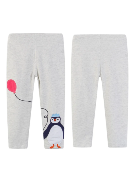 Calzas Niña Pinguino Globo Gris Claro Jump Kids 100% Algodón-0