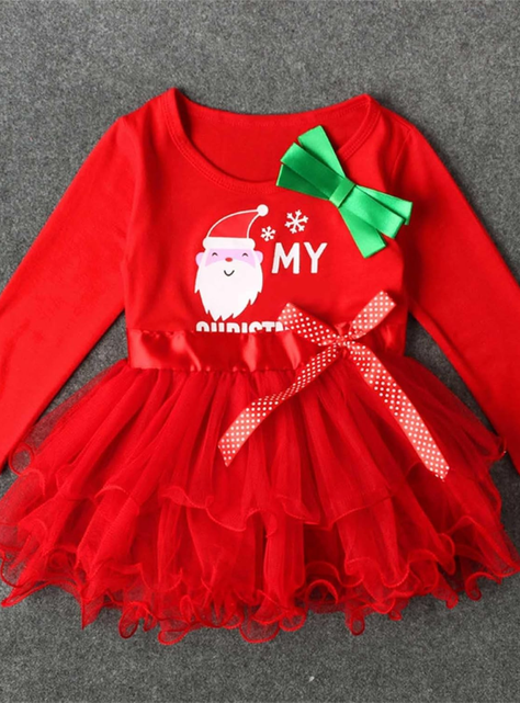 Vestido Navidad para Niñas con Tul Manga Larga 2a6 años Dulce Navidad-6