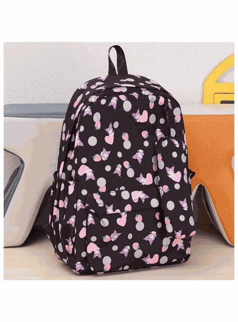 Mochila Kuromi Escolar 44cm Sanrio Estilo Kawaii Black-2