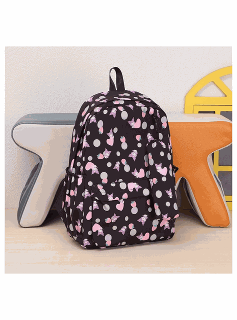 Mochila Kuromi Escolar 44cm Sanrio Estilo Kawaii Black-3