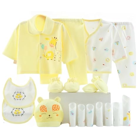Set 18 Piezas Ajuar Niño Jirafa Elefante Amarillo Jump Kids 100% Algodón-0