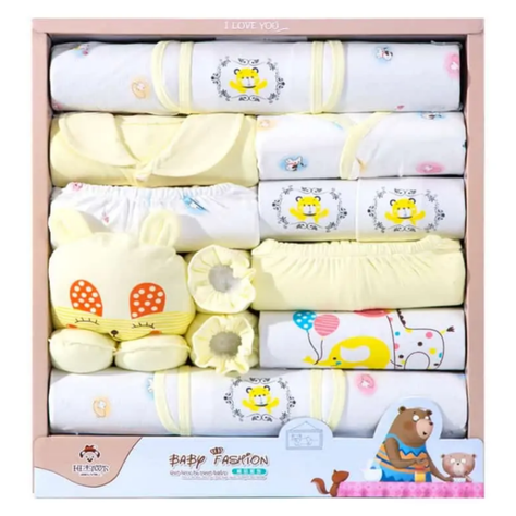 Set 18 Piezas Ajuar Niño Jirafa Elefante Amarillo Jump Kids 100% Algodón-1