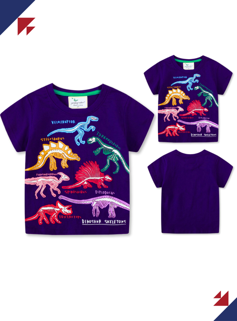 POLERA NIÑO ALGODÓN MANGA CORTA JUMP KIDS DINOSAURIOS-4