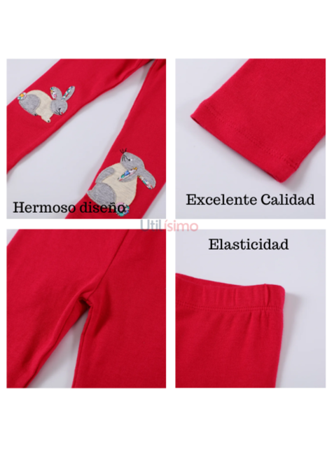 Calzas Niña Conejo Rojo Jump Kids 100% Algodón-3