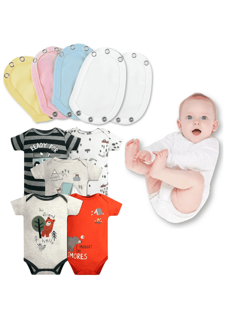 Pack 5 Unidades Extensor Body Bebé +Pack 5 Bodys Manga Corta Algodón Niño Oso amistoso-0