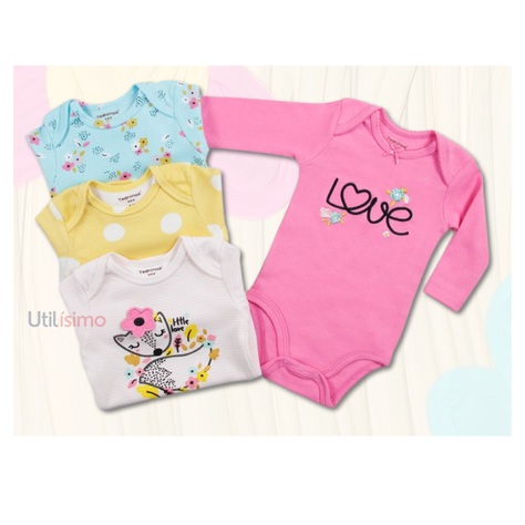 Pack 4 Bodys Tedmimak Niña Manga Larga Love -1