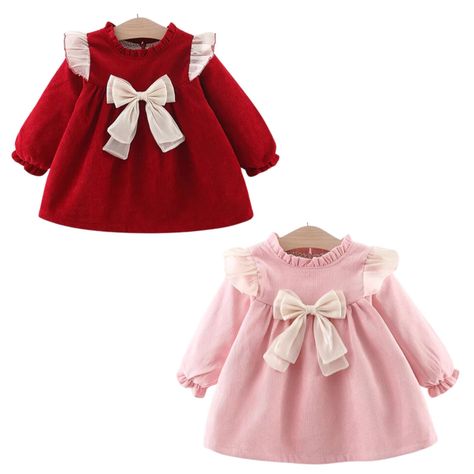 Vestido de Cotelé Forrado En Algodón Con Moño Niña Jump Kids-6