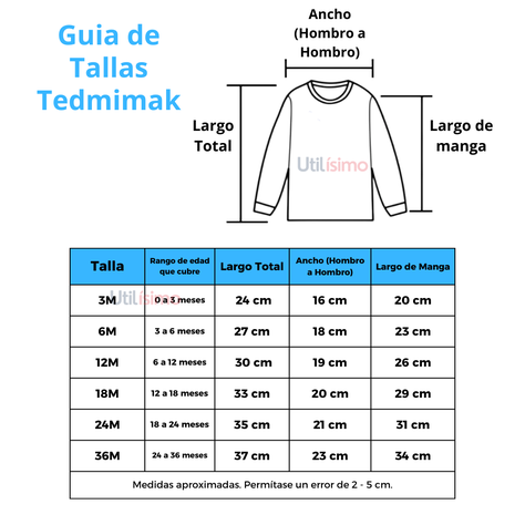 Polera Manga Larga Niña BigLittleBaby Blanca Tedmimak 100% Algodón-1
