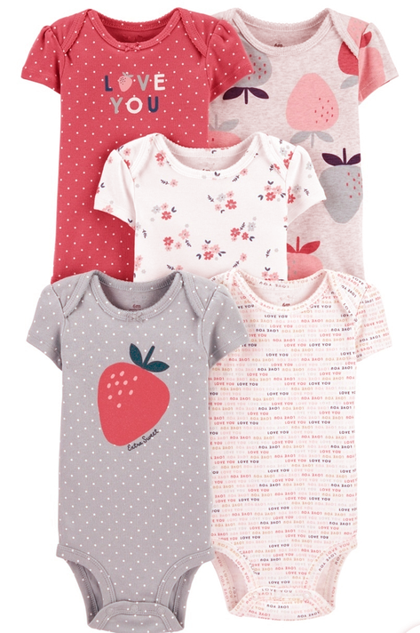 Pack 5 Bodies Frutilla Manga Corta Tedmimak 100% Algodón-0