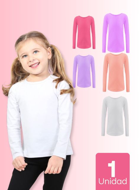 Pack 1 Camiseta Polar Primera Capa Invierno Niña Cuello Redondo-0