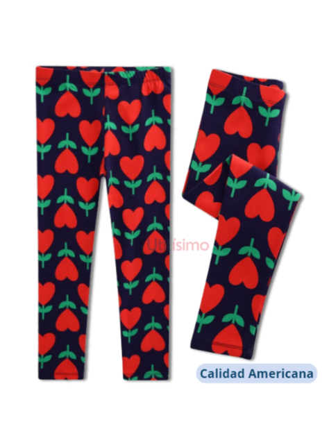 Calzas Niña Corazones Negra Jump Kids 100% Algodón-1